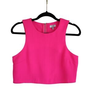 Tobi Womens Hot Pink Cropped Tank Top Size Small Zip Back Barbie Girly Summer